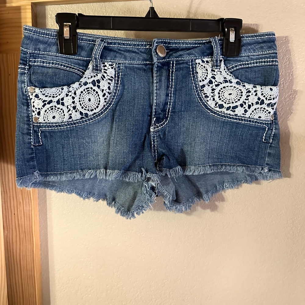 Lace Jean shorts